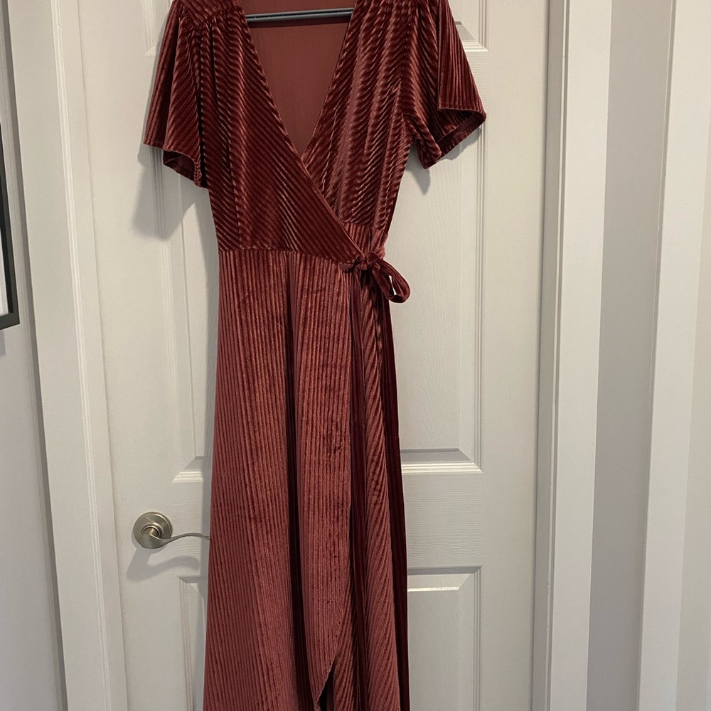 Baltic Born Deep Red Velvet Maxi Dress